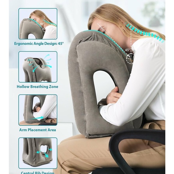 Gray Inflatable Travel Pillow - Picture 2 of 12